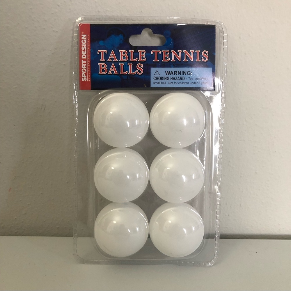 Sport Design TABLE TENNIS BALLS 6 Pack PING PONG Balls New in Unopened Package